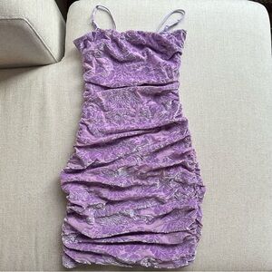Windsor Lavender Floral Ruched Dress, Small